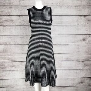 NWT Necessary Objects Size M Fit & Flare Midi Knit Dress Striped Sleeveless
